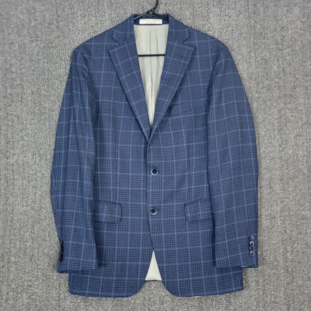 Hardwick Blazer Men 38R Blue Plaid Gingham Check 100% Wool Sport Coat Jacket USA